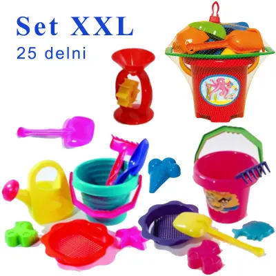 XXL 25-delni komplet plastičnih igral za peskovnik