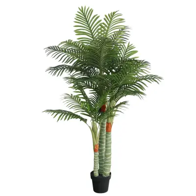 vidaXL Umetna palma s 3 debli zelena 180 cm PP