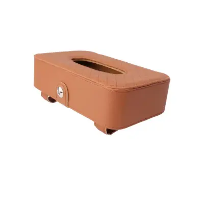 Držalo robčkov za avto senčnik – PU usnje, magnet, inox sponka Brown