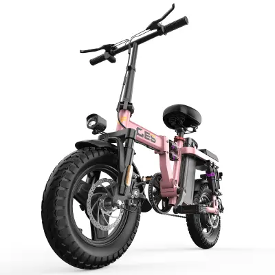 Mini zložljiv električni kolo Toofly GE5, 48V 250W 15Ah, roza