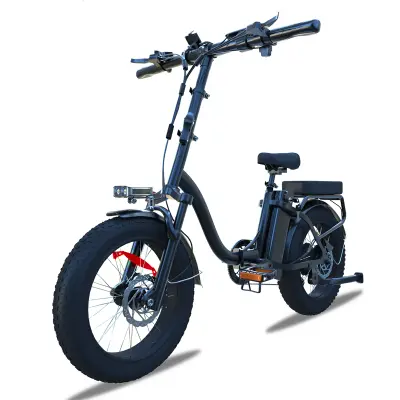 BLUVALL Z01 Zložljivo električno kolo, 20-palčno fat kolo, 36V 13Ah baterija, doseg 50KM, črno