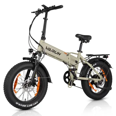 Zložljivo električno mestno kolo VARUN S20-1, 20" FatBike, baterija 48 V 13 Ah, bež