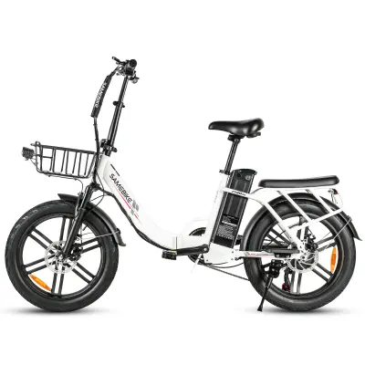SAMEBIKE CY20 Pro zložljivo električno kolo, 20" mestno kolo z debelim ovratnikom, 36V 13Ah baterija, bela