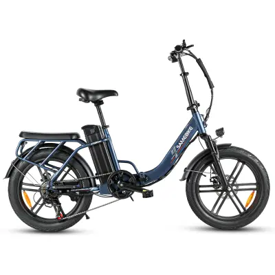 SAMEBIKE CY20 Pro zložljivo električno kolo, 20" mestno kolo z debelim ovratnikom, 36V 13Ah baterija, modra