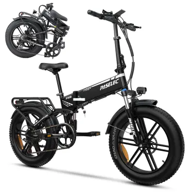 Zložljivo električno kolo PASELEC PX6, 20” FatBike, 48V 12Ah baterija, črno