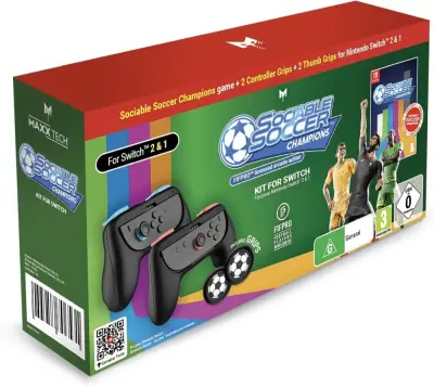 Komplet igre in dodatkov za igranje MAXX TECH Sociable Soccer Champions Kit 2-v-1 (CIB) za Nintendo Switch