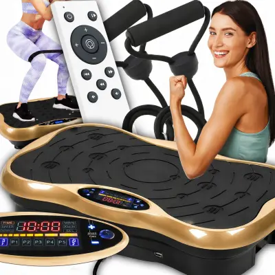 LCD fitnes platforma za vibracijsko vadbo z dodatki do 150kg zlata