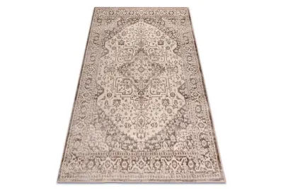 Preproga AURA J2818 bež - Okvir, ornament strukturna, moderna 140x190 cm