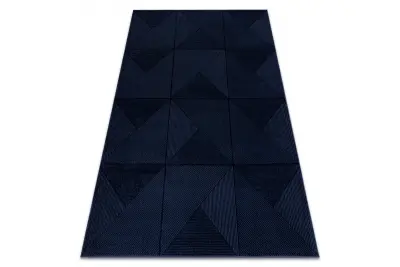 Preproga AURA J2624A temno modra - Geometrijska, strukturna, moderna 140x190 cm