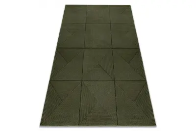 Preproga AURA J2624A zelena - Geometrijska, strukturna, moderna 80x150 cm