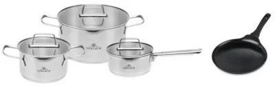 GERLACH Ambiente 6-delni komplet loncev + Harmony Classic ponev za palačinke 26 cm srebrno-črna