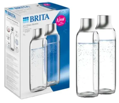 BRITA sodaTRIO komplet dveh steklenic, srebrno-prozoren