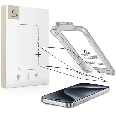 TECH-PROTECT KALJENO STEKLO QUICK SET+ 2-KOMPLET ZA IPHONE 15 PRO HIGH