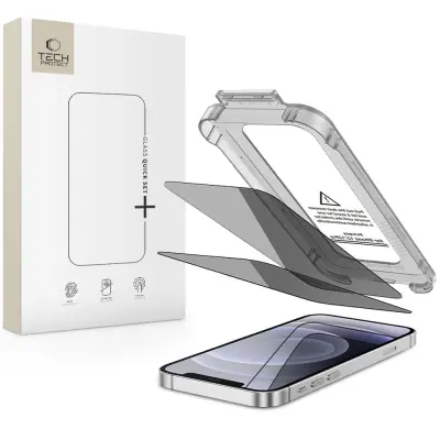 TECH-PROTECT ZAŠČITNA STEKLA ZA ZASEBNOST, HITRI SET SPY+, 2 KOMADA, ZA IPHONE 12 IN 12 PRO