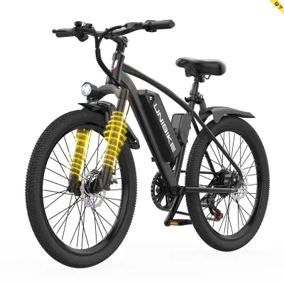 Električno kolo za odrasle UNIBIKE Q7, 26", odstranljiva baterija, črna