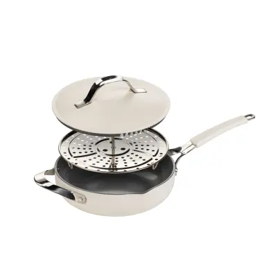 Ponev za kuhanje na pari, sotiranje in cvrtje Rosmarino Chef’s Choice All-in-One, 28 cm – bež