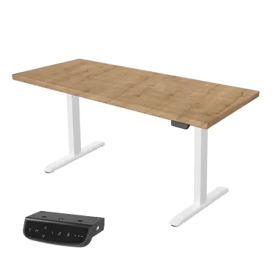 Električna dvižna miza UVI STANDARD V2 Chalet Oak in beli okvir
