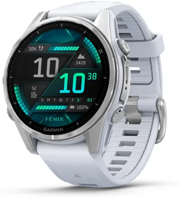 Poškodovan - GARMIN Fenix 8 – 43 mm, AMOLED, Srebrn model z belim silikonskim paščkom