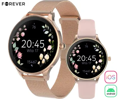 Poškodovan - FOREVER Velora SB-306 pametna ura, roza zlata (Rose Gold)