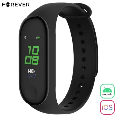 Poškodovan - FOREVER FITBAND SB-50 Pametna zapestnica črna