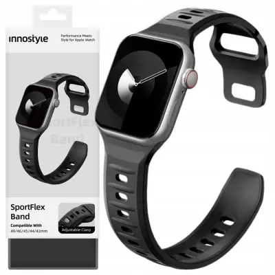 SILIKONSKI PASČEK ZA PAMETNO URO INNOSTYLE 42 44 45 46 49 MM ČRN