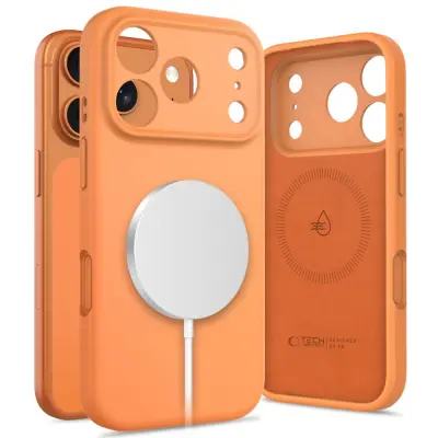 SILIKONSKI OVITEK TECH-PROTECT ZA IPHONE 17 PRO MAGSAFE KOZMIČNO ORANŽEN