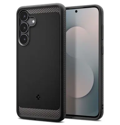 ZAŠČITNI OVITEK SPIGEN RUGGED ARMOR ZA GALAXY S25 FE, MAT ČRNE BARVE, VISOKE KAKOVOSTI