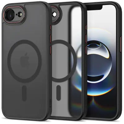OVITEK TECH-PROTECT MAGCAM ZA MAGSAFE ZA IPHONE 16E 17E MAT ČRNO-RDEČ