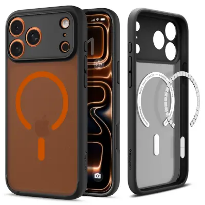 OVITEK SPIGEN ZA IPHONE 17 PRO MAX ULTRA HYBRID MAGSAFE FROST ČRNO-ORANŽEN