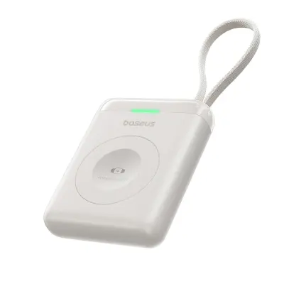 BASEUS POWERBANK ENERFILL FW11 5W ZA APPLE WATCH Z VGRAJENIM KABLOM BELA