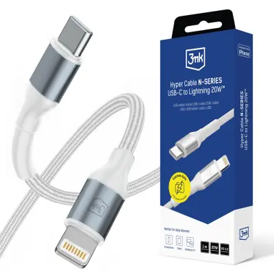 3MK HYPER KABEL N-SERIJE C DO LIGHTNING 1M PD 3.0 20W HITRO POLNJENJE
