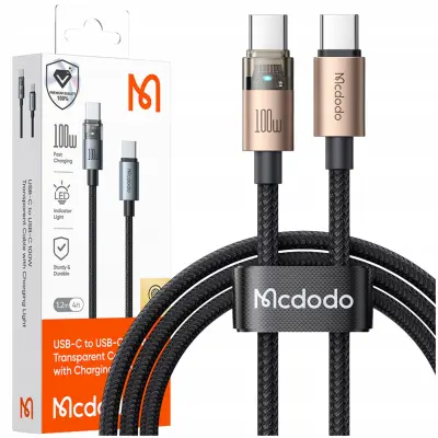 MCDODO USB-C KABEL ZA HITRO POLNJENJE USB TIPA C 5A 100W 1M LED ZLAT
