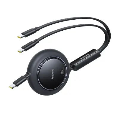BASEUS 3-V-1 TULJNI KABEL USB-C NA 2XUSB-C 100W 1,2 M ZA HITRO POLNJENJE