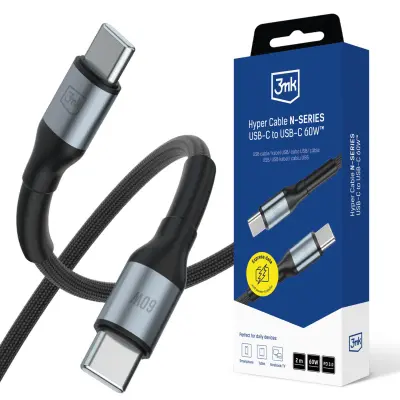 3MK USB-C NA USB-C KABEL 2M PD 3.0 QC 3.0 20V 3A 60W ZA TELEFONE