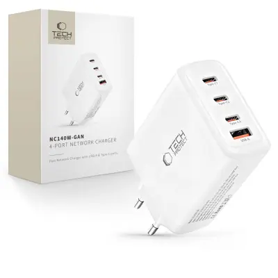 TECH-PROTECT 4-PORTNI POLNILEC NC140W-GAN PD 140W ZA TELEFONE, BEL, S QC3.0