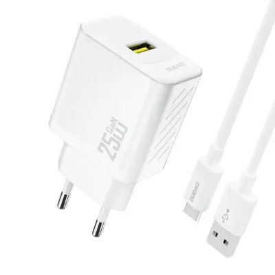 DUDAO 25W GAN USB-A STENSKI POLNILEC S KABLOM USB-A NA USB-C ZA TELEFONE