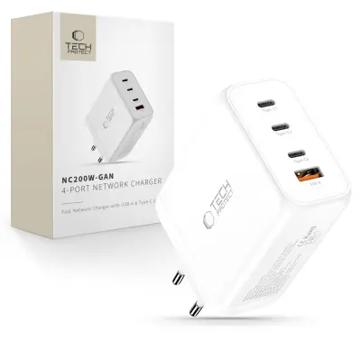 TECH-PROTECT NC200W-GAN 4-PORTNI QC3.0 PD STENSKI POLNILEC ZA TELEFONE