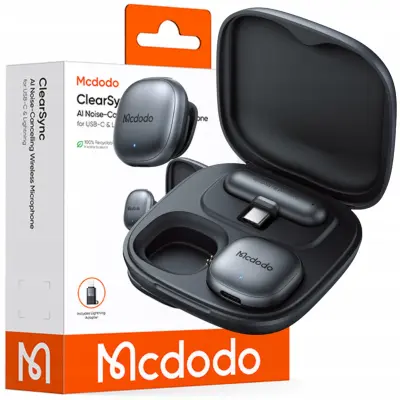 BREZŽIČNI MIKROFON MCDODO AI Z ZAVEZOVALNIM TRAKOM ZA TELEFONE USB-C LIGHTNING