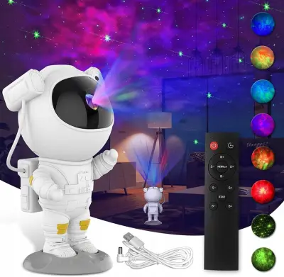 ZVEZDNI PROJEKTOR ASTRONAVT OSEBA ZA OTROŠKO SOBO GALAXY LED BELA