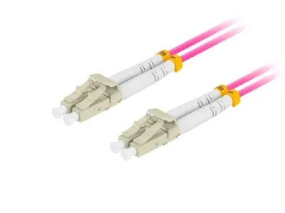 CABO DE CONEXÃO LANBERG OM4 LC LC UPC DUPLEX DE FIBRA ÓPTICA PARA REDE DE SERVIDORES E SWITCHES.