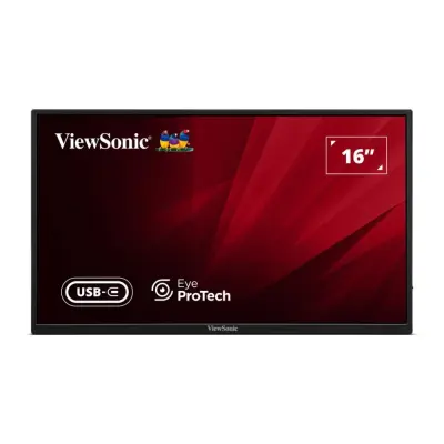 MONITOR VIEWSONIC VA1650 DE 16 POLEGADAS PARA COMPUTADOR/LAPTOP FHD HDMI USB-C COM SOM POTENTE