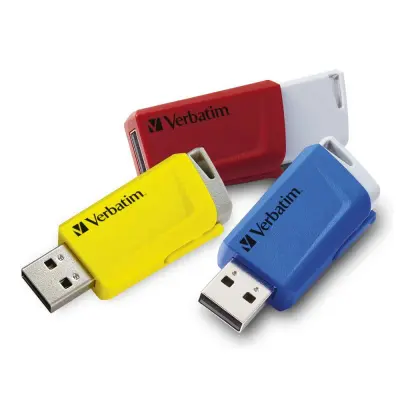 VERBATIM PENDRIVE STORE 'N' CLICK 16GB USB 3.0 PARA COMPUTADOR/LAPTOP - PACOTE COM 3 UNIDADES