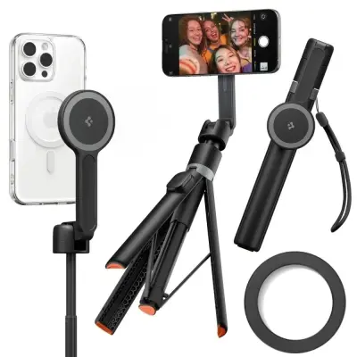 SPIGEN S581W MAGSAFE SELFIE PALČKA ZA APPLE IPHONE S STATIVOM IN BLUETOOTH ČRNEGA OBLIKOVALCA