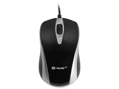 MOUSE TRACER SONYA DUO COM FIO PARA COMPUTADOR/LAPTOP, PRETO E PRATA.