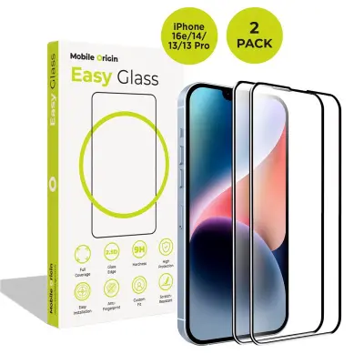 MOBILE ORIGIN EASYGLASS PARA IPHONE 16E, 14, 13 E 13 PRO - PROTEÇÃO COM 2 UNIDADES.
