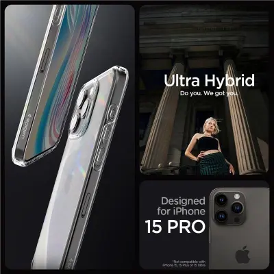 SPIGEN OVITEK ZA IPHONE 15 PRO PROZORNA ZAŠČITA Z ZADETKOM