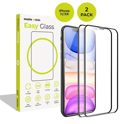 PELÍCULA PROTETORA DE VIDRO MOBILE ORIGIN EASYGLASS PARA IPHONE 11 XR, PACOTE COM 2 UNIDADES, PROTEÇÃO TOTAL.
