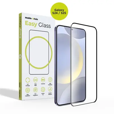 MOBILE ORIGIN EASYGLASS PARA SAMSUNG GALAXY S24 S25 COM FÁCIL APLICAÇÃO, PACOTE COM 2 UNIDADES.