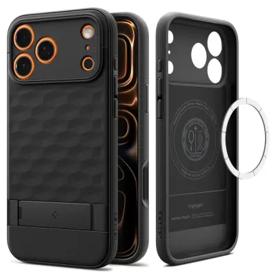 OVITEK SPIGEN PARALLAX ZA IPHONE 17 PRO MAX Z MAGNETNO ZAŠČITO MAT ČRNEGA OBLIKE