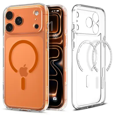 SPIGEN ULTRA HYBRID MAGNETIC OVITEK ZA MAGSAFE IPHONE 17 PRO PROZORNO ORANŽEN
